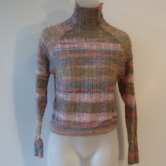 NWT Womens Heartloom Pink Taupe Wool Blend Mock Neck Astrid Sweater XS - Picture 4 of 10